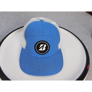 Bridgestone 7-Panel Hat Mesh Trucker Snapback Blue/White